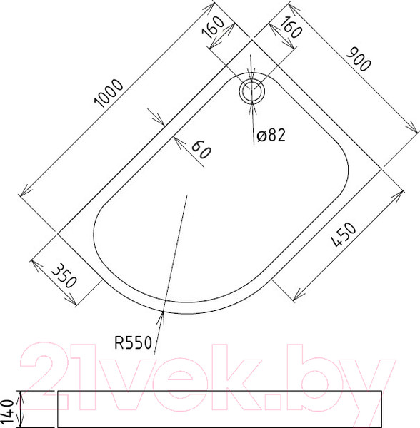 Изображение товара Душевой поддон Gemy ST19 R