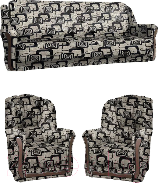 Изображение товара Комплект мягкой мебели Асмана Анна-1 (рогожка кубики коричневые)