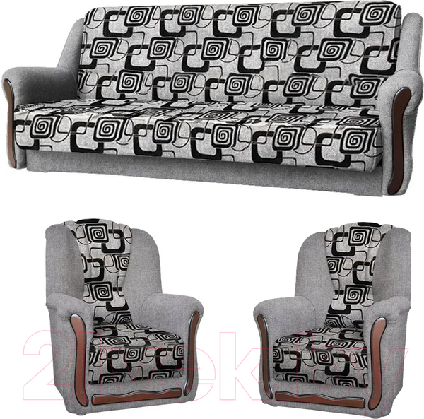 Изображение товара Комплект мягкой мебели Асмана Анна-1 (рогожка серая/кубики)