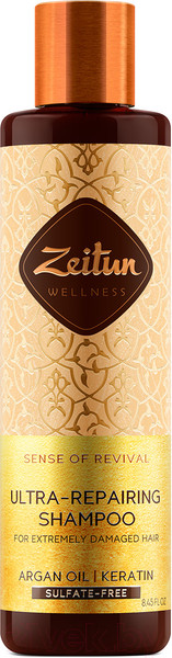 Изображение товара Шампунь для волос Zeitun Ритуал восстановления с аргановым маслом и кератином (250мл)