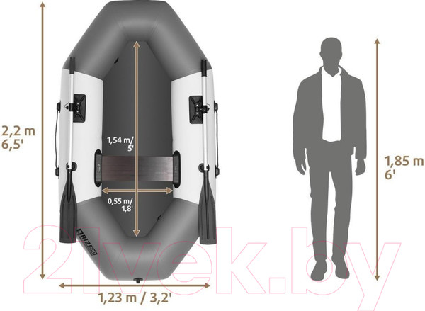 Изображение товара Надувная лодка Тонар Бриз 220 / 4897002 (белый/серый)