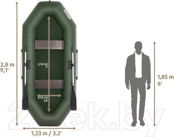 Изображение товара Надувная лодка Тонар Бриз 280 / 4897009 (зеленый)