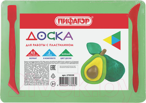 Изображение товара Набор инструментов для лепки Пифагор 270559 (зеленый)