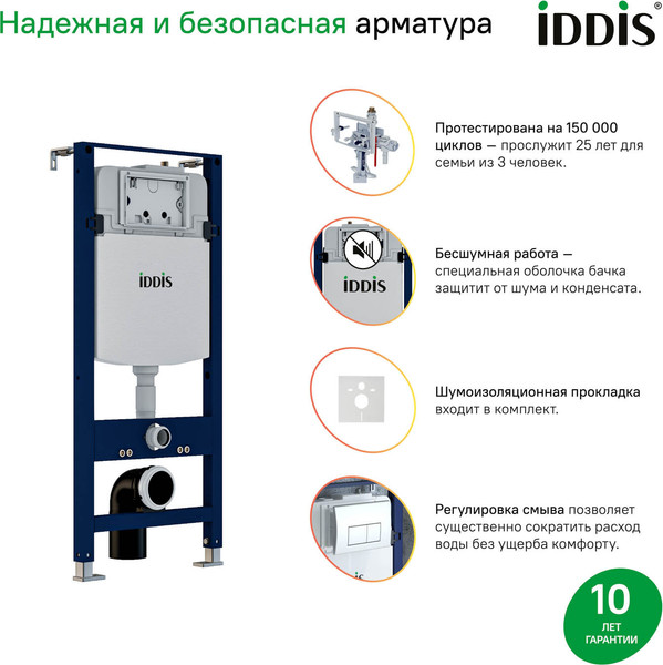 Изображение товара Инсталляция для унитаза IDDIS OPH00GCi32K (с кнопкой смыва)