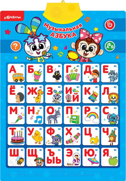 Изображение товара Развивающий плакат Азбукварик Музыкальная азбука Концерт мультяшек