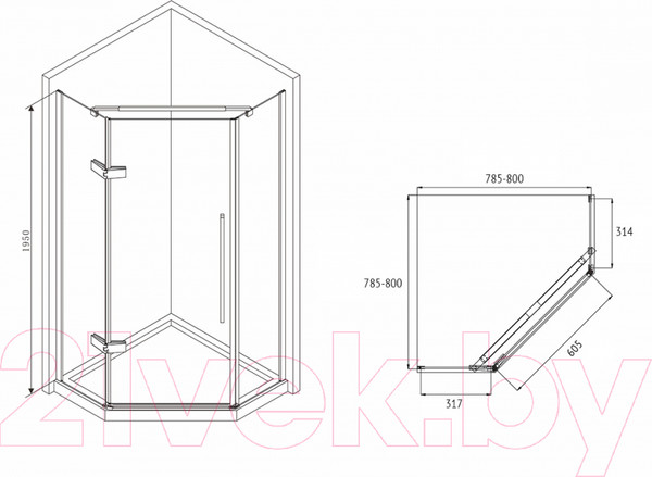 Изображение товара Душевой уголок Abber Ewiges Wasser AG05080B
