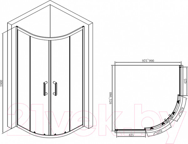 Изображение товара Душевой уголок Abber Schwarzer Diamant AG01100B