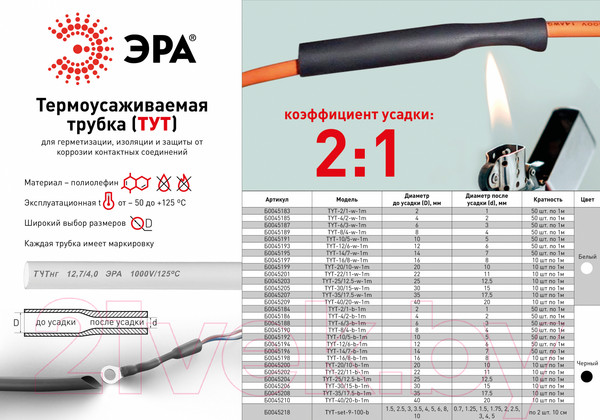 Изображение товара Набор трубок термоусаживаемых ЭРА ТУТнг / Б0045201