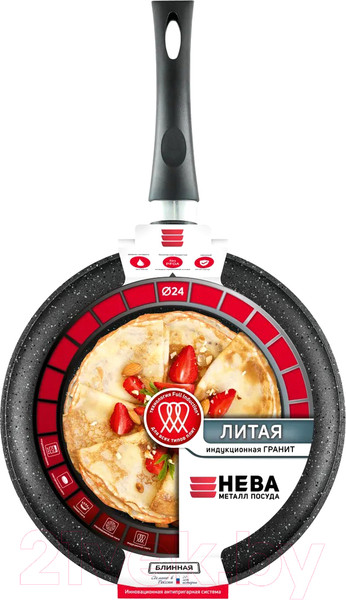 Изображение товара Блинная сковорода Нева Металл Посуда Литая Индукция Гранит L186224i