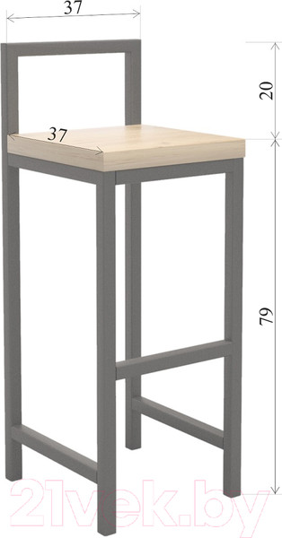 Изображение товара Стул барный Millwood СДН-6 Крам Л (дуб золотой Craft/металл черный)