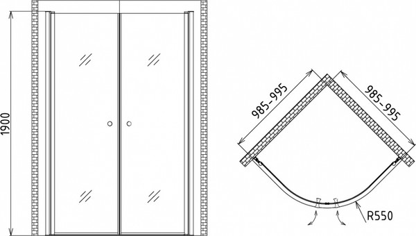 Изображение товара Душевой уголок Gemy New Rockcoco S03082B