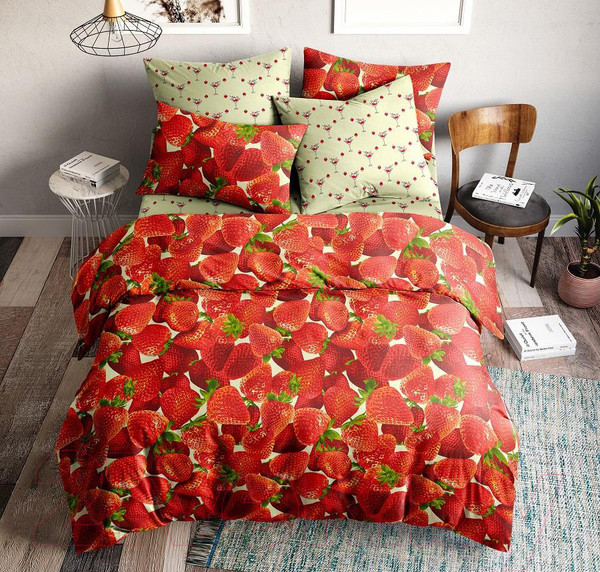 Изображение товара Комплект постельного белья Ночь нежна Ягода моя Стандарт Евро 70x70 / 70309-1+70310-1