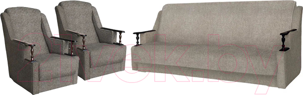 Изображение товара Комплект мягкой мебели Асмана Анна (деревянные подлокотники/рогожка беж)