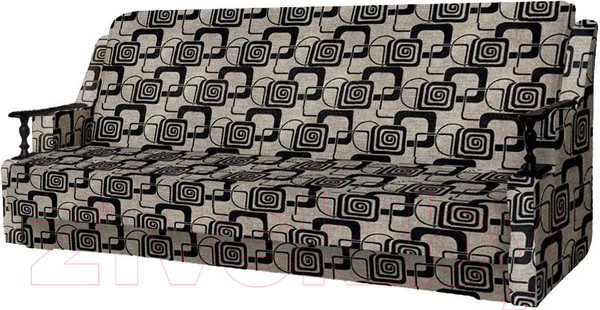 Изображение товара Комплект мягкой мебели Асмана Анна (деревянные подлокотники/рогожка кубики коричневые)