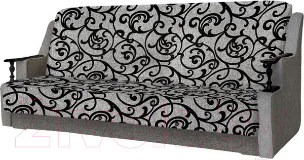 Изображение товара Комплект мягкой мебели Асмана Анна (деревянные подлокотники/рогожка завиток черный/рогожка серая)