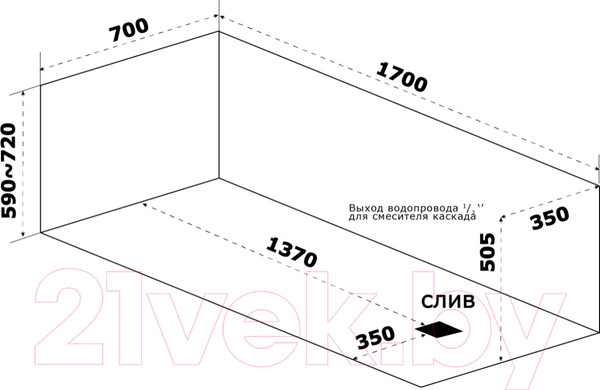 Изображение товара Ванна акриловая BAS Аякс 170x70