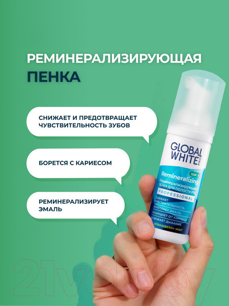 Изображение товара Пенка для полости рта Global White Реминерализирующая (50мл)