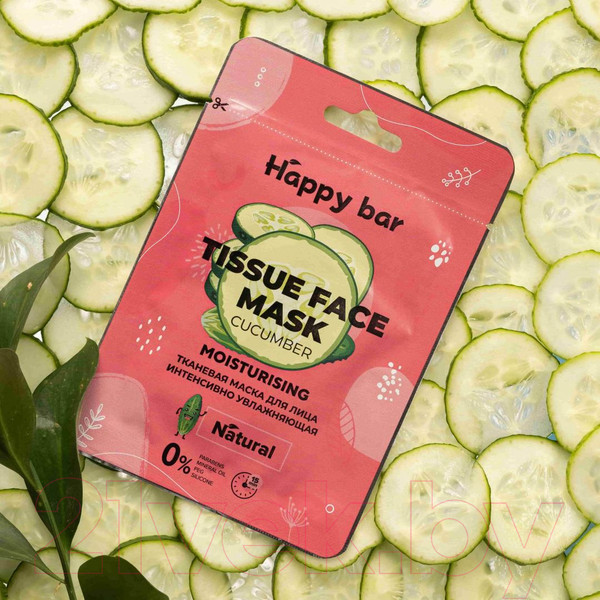 Изображение товара Маска для лица тканевая Happy Bar Интенсивное увлажнение Огурец (20мл)