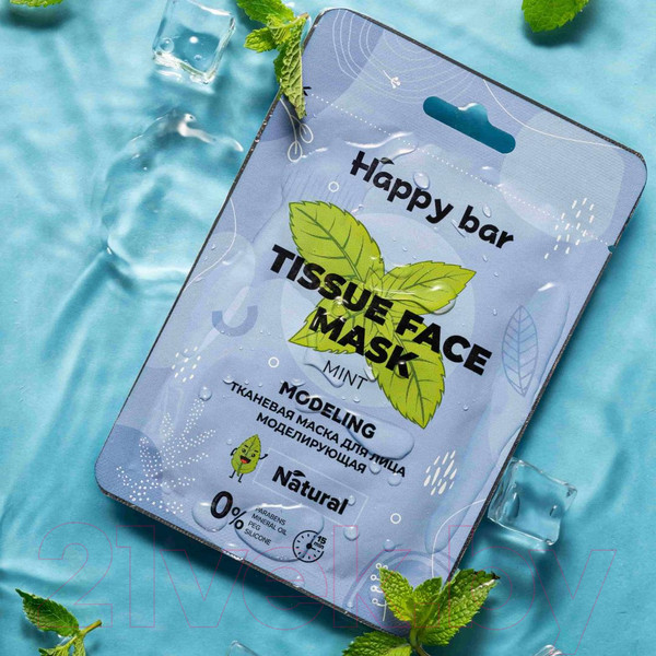 Изображение товара Маска для лица тканевая Happy Bar Моделирующая Мята (20мл)