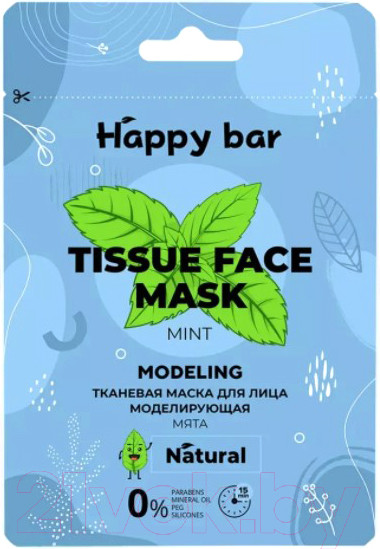 Изображение товара Маска для лица тканевая Happy Bar Моделирующая Мята (20мл)