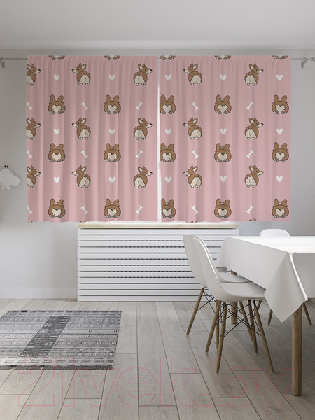 Изображение товара Комплект штор JoyArty Oxford DeLux Смешные корги / pox_385252 (145x180)