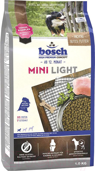 Изображение товара Сухой корм для собак Bosch Petfood Mini Light / 5213001 (1кг)