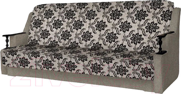 Изображение товара Диван Асмана Анна (деревянные подлокотники/рогожка вензель коричневый/рогожка беж)