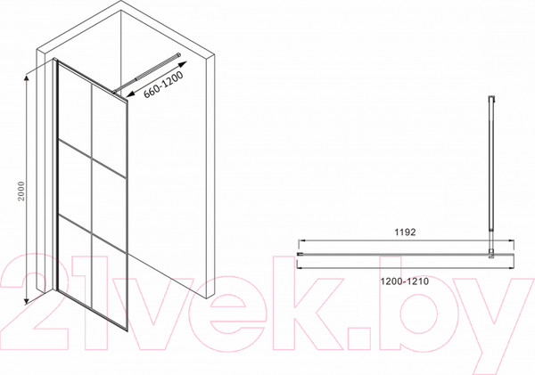 Изображение товара Душевая стенка Abber Immer Offen AG62120B