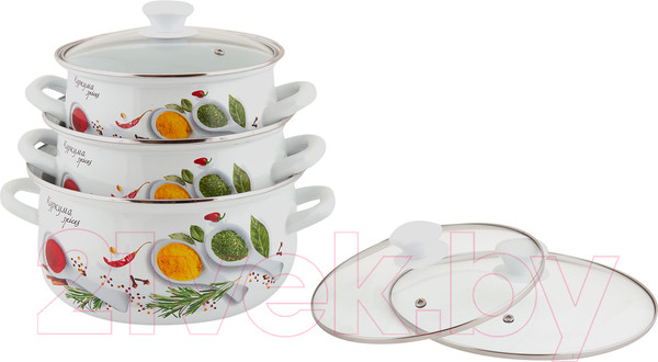 Изображение товара Набор кастрюль КМЗ Куркума 1 Экстра (3шт, белый)