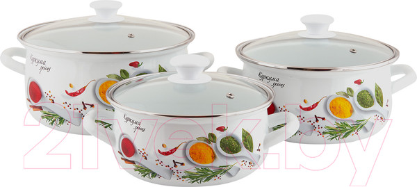 Изображение товара Набор кастрюль КМЗ Куркума 1 Экстра (3шт, белый)