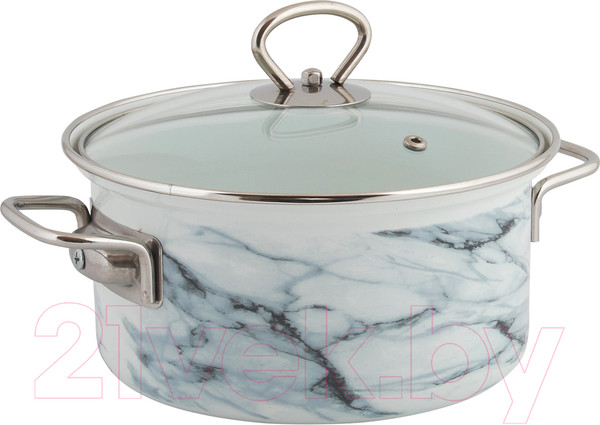 Изображение товара Набор кастрюль КМЗ Белый мрамор 1 Элит (3шт, белый)