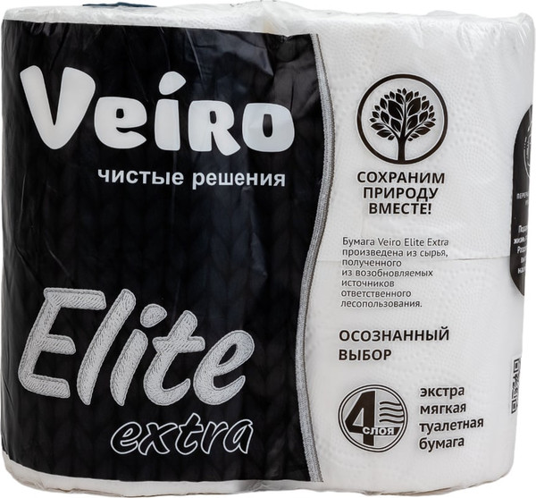 Изображение товара Туалетная бумага Veiro Elite Extra 4х слойная (4рул, белый)
