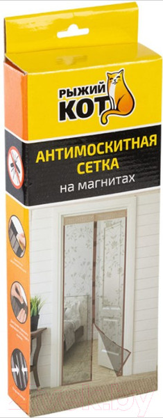 Изображение товара Москитная сетка на дверь Рыжий кот Капутомоскито Цветочный узор / 103711