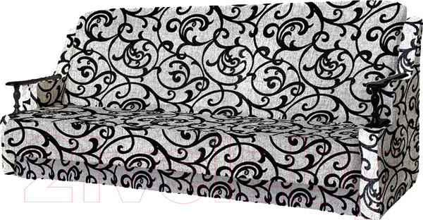 Изображение товара Диван Асмана Анна с деревянными подлокотниками (рогожка завиток черный)