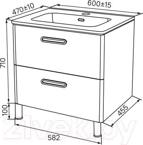 Изображение товара Тумба с умывальником IDDIS BRI60WFi95K