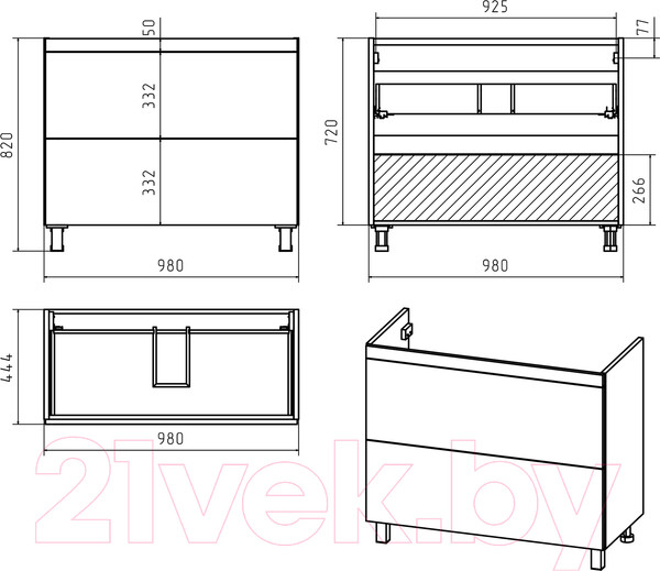 Изображение товара Тумба под умывальник Misty Атлантик 100 / П-Атл-01100-0112Я