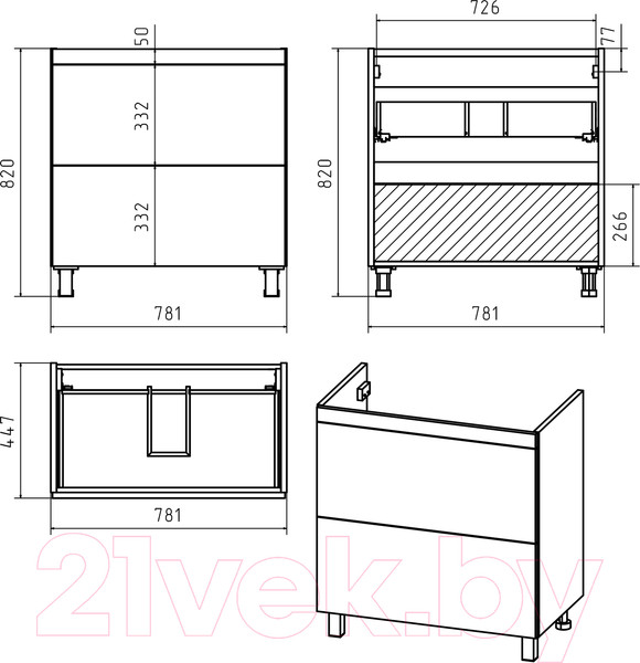 Изображение товара Тумба под умывальник Misty Атлантик 80 / П-Атл-01080-0112Я