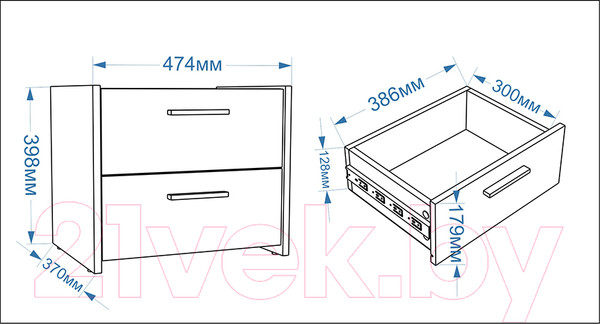 Изображение товара Прикроватная тумба Евва Венеция ВН-2S (бодега белый/ясень орландо)
