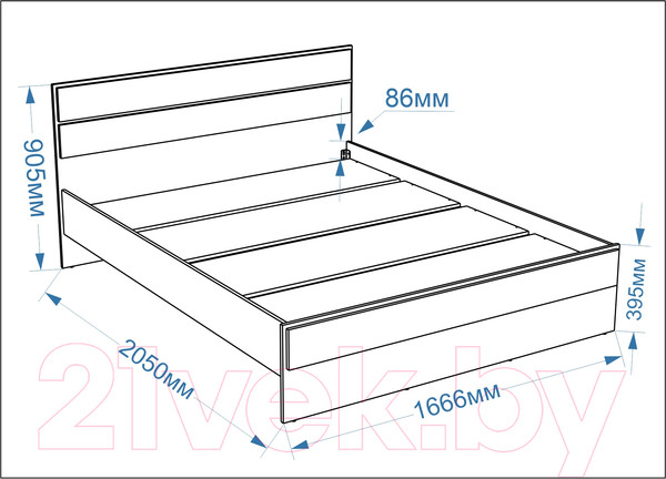 Изображение товара Двуспальная кровать Евва Венеция ВН-1600мп (бодега белый/ясень орландо)