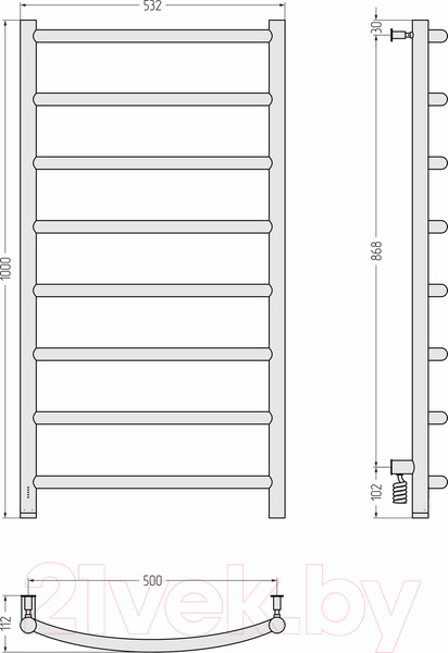 Изображение товара Полотенцесушитель электрический Сунержа Галант 4.0 100x50 / 31-0830-1050