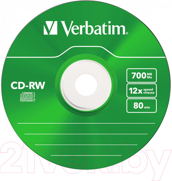 Изображение товара Набор дисков CD-RW Verbatim 700мб Slim / 43167 (5шт)