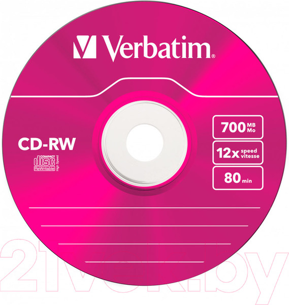 Изображение товара Набор дисков CD-RW Verbatim 700мб Slim / 43167 (5шт)