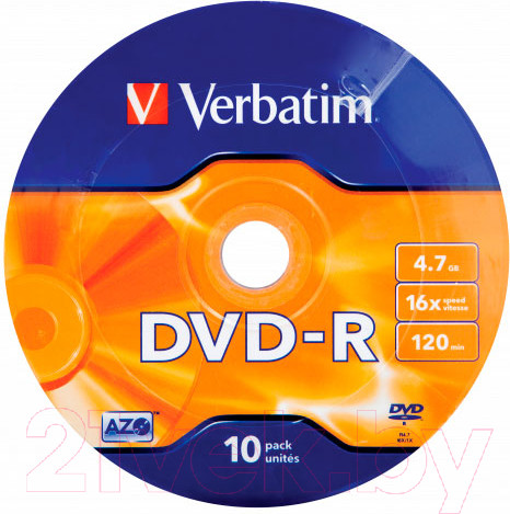 Изображение товара Набор дисков DVD-R Verbatim 4.7Гб / 43729 (10шт)