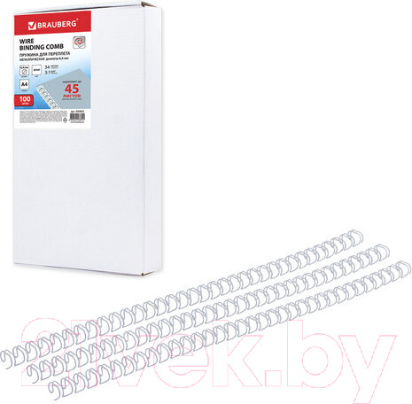 Изображение товара Пружины для переплета Brauberg 6.4мм / 530822 (белый)