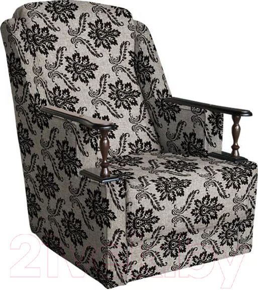 Изображение товара Кресло мягкое Асмана Анна с деревянными подлокотниками (рогожка вензель коричневый)