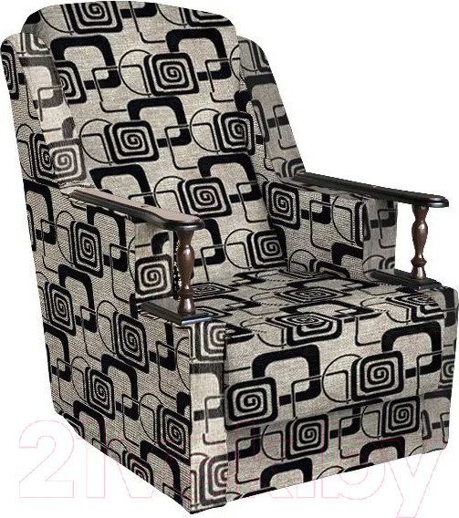 Изображение товара Кресло мягкое Асмана Анна с деревянными подлокотниками (рогожка кубики коричневые)