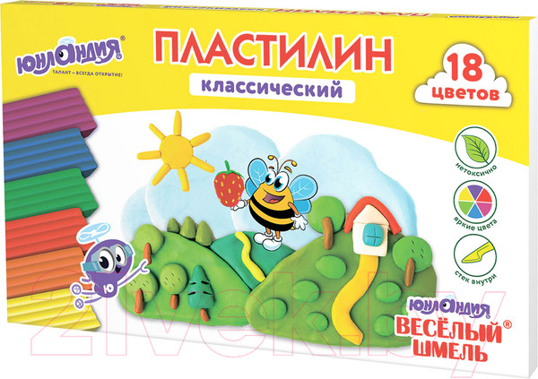 Изображение товара Пластилин Юнландия Веселый шмель / 106432 (18цв)