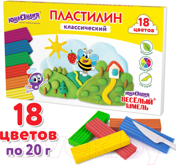 Изображение товара Пластилин Юнландия Веселый шмель / 106432 (18цв)