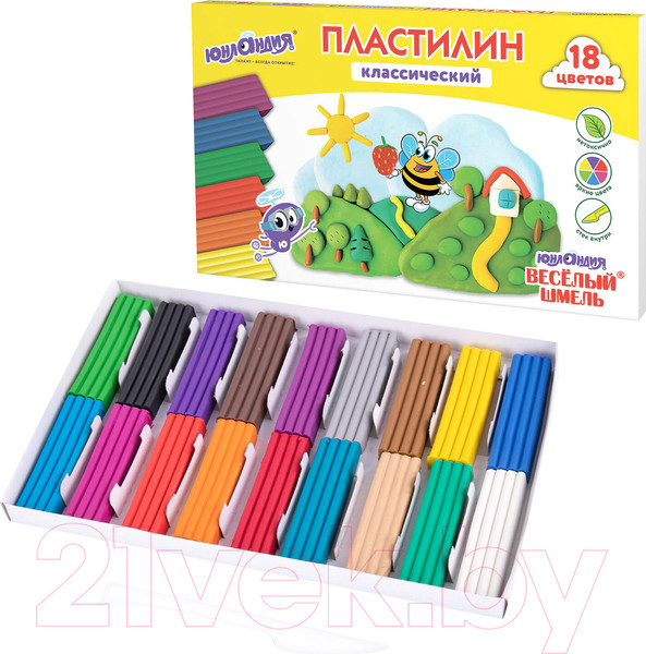 Изображение товара Пластилин Юнландия Веселый шмель / 106432 (18цв)
