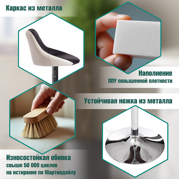 Изображение товара Стул барный Tetchair Nail (металл/пластик, белый/хром)